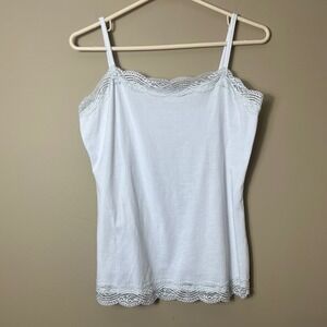 Ann Taylor Y2K White Lace Trim Camisole Cami Tank Top Medium Coquette